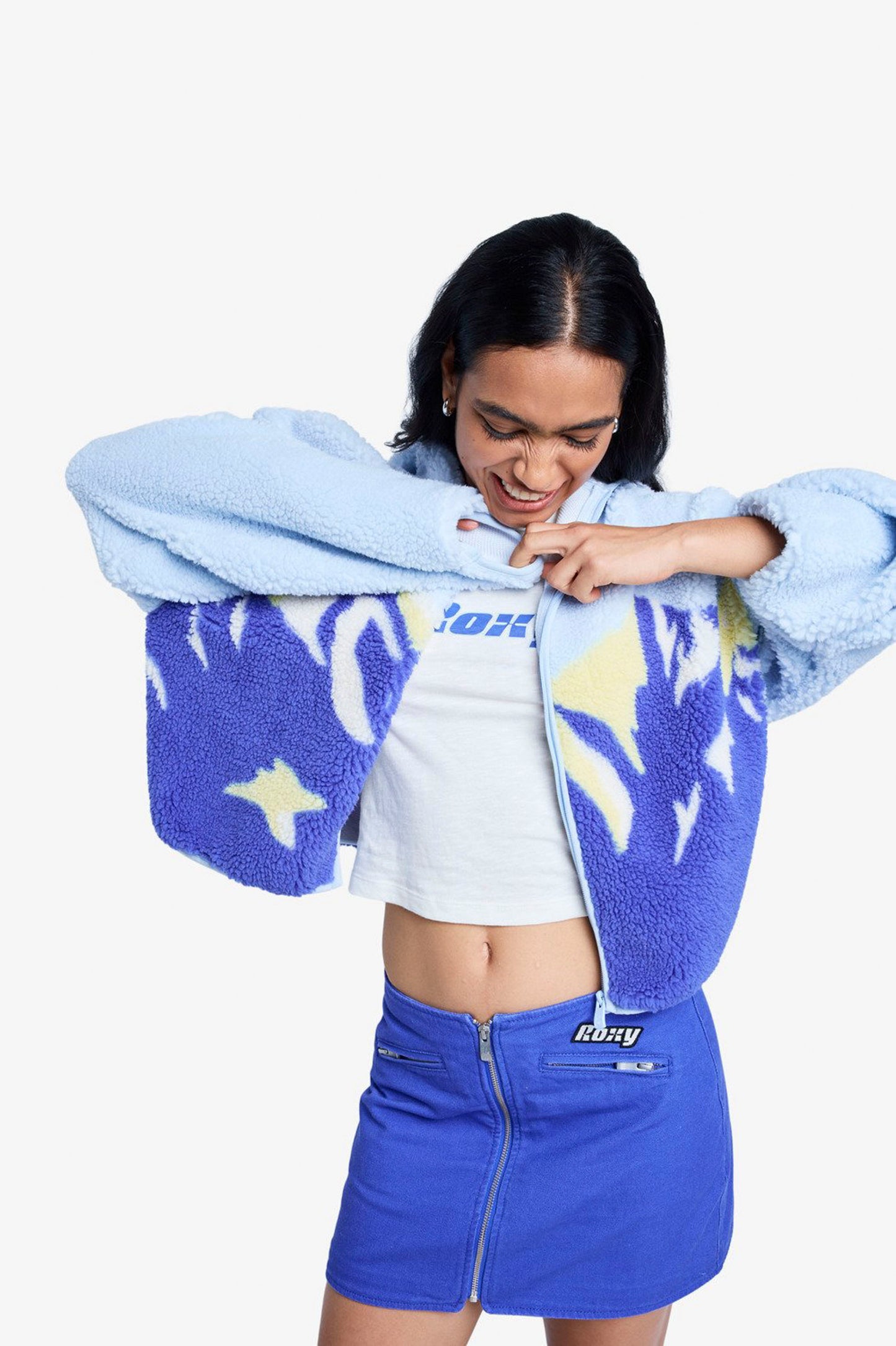 Pukas Surf Shop Roxy Chloë Kim Print Polar hoodie in Ice Water