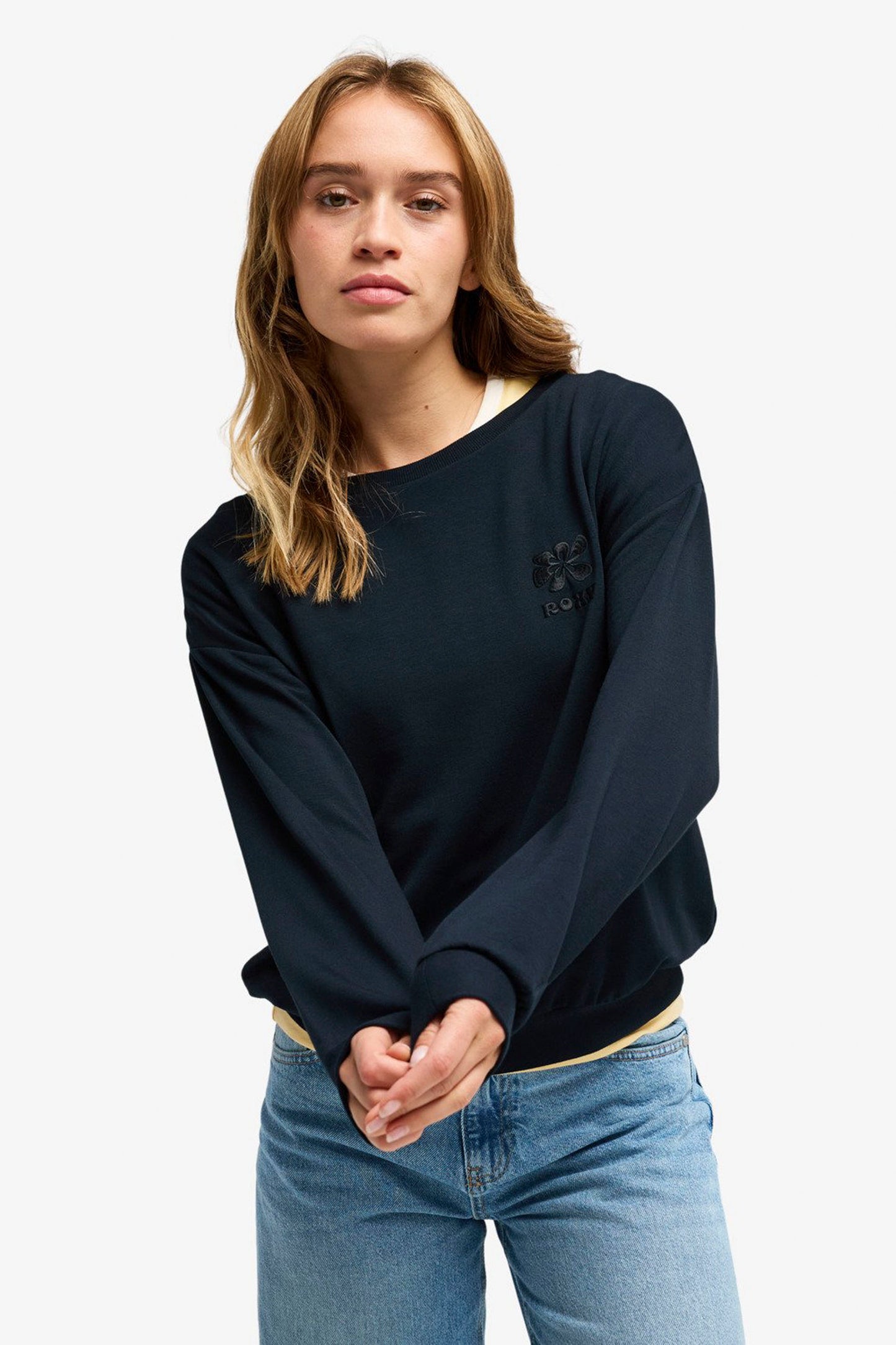 Pukas Surf Shop Roxy Surfing By Moonlight Crew Sweatshirt in Anthracite