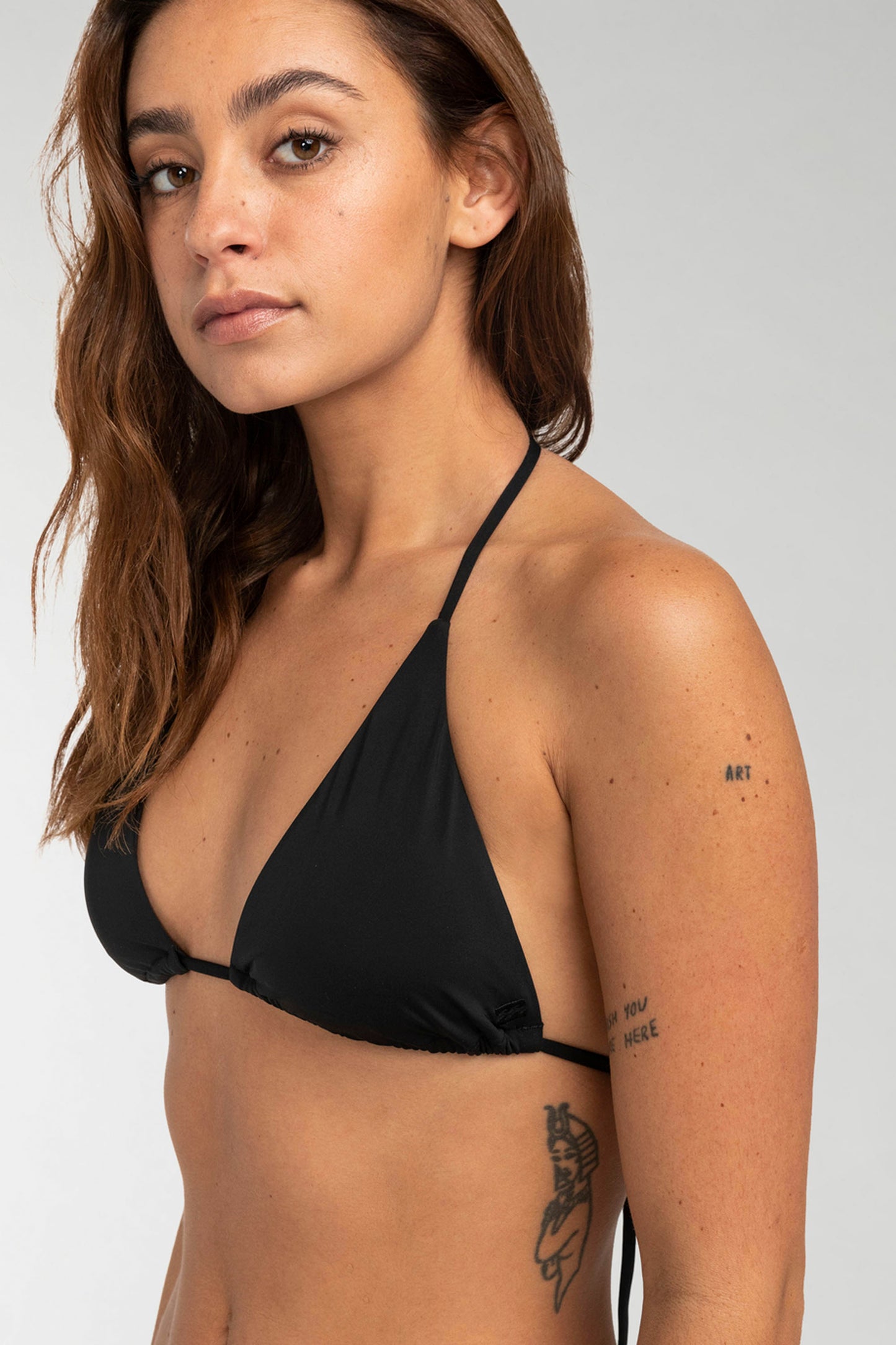  Billabong Sol Searcher Multi Tri bikini top in Black Pebble front view