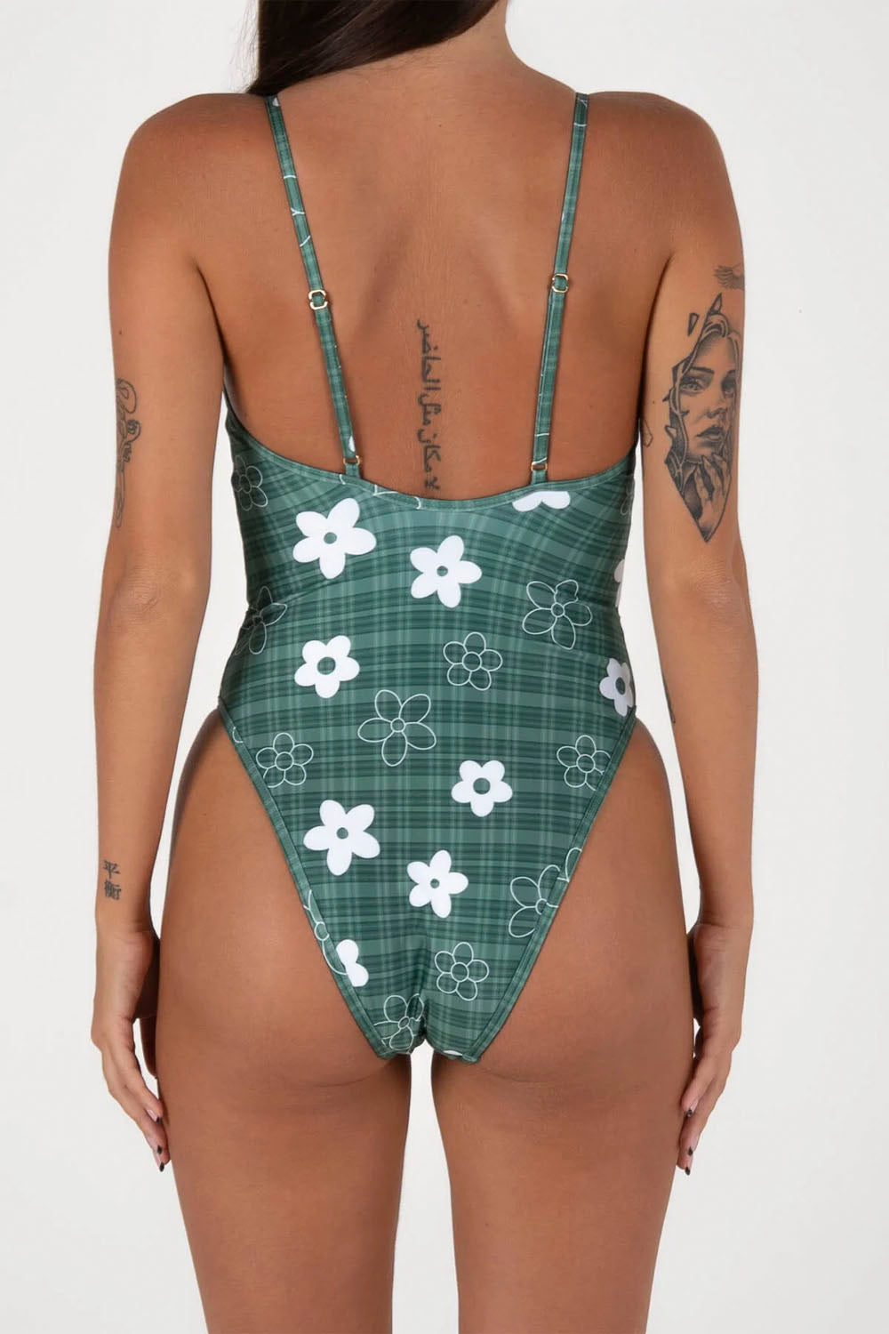 Inner Relm Poolside One Piece Gingham Green | Shop at PUKAS SURF SHOP