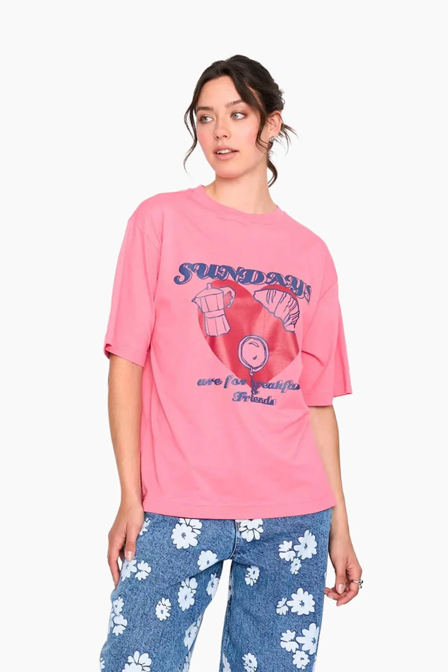 24COLOURS Pink Sundays T-Shirt - Women's Relaxed Fit Tee at Pukas Surf Shop
