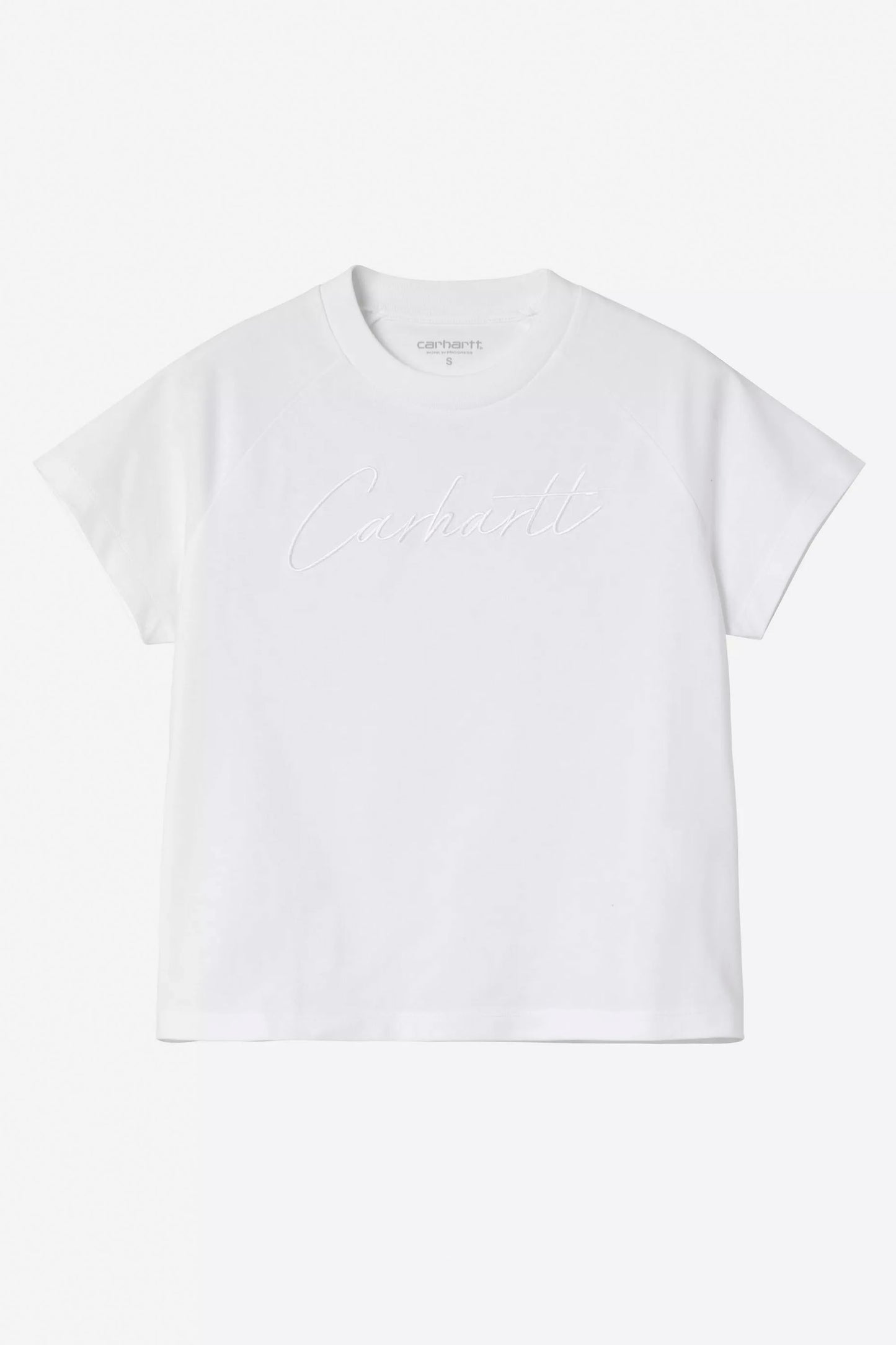 Pukas Surf Shop Carhartt WIP white slim-fit tee organic cotton chest embroidery