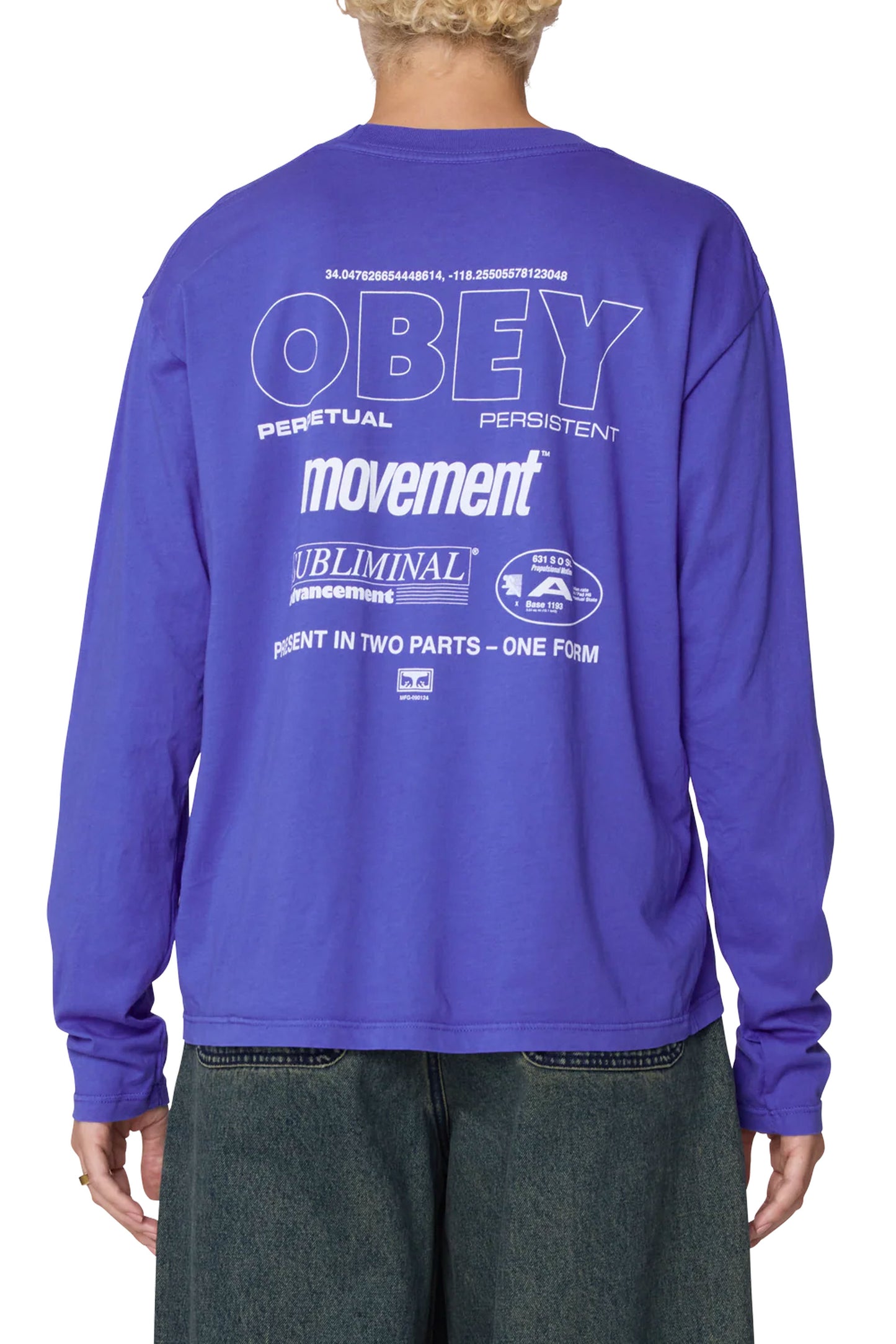 Pukas Surf Shop OBEY Perpetual Movement LS Micha T-Shirt in Electric Indigo