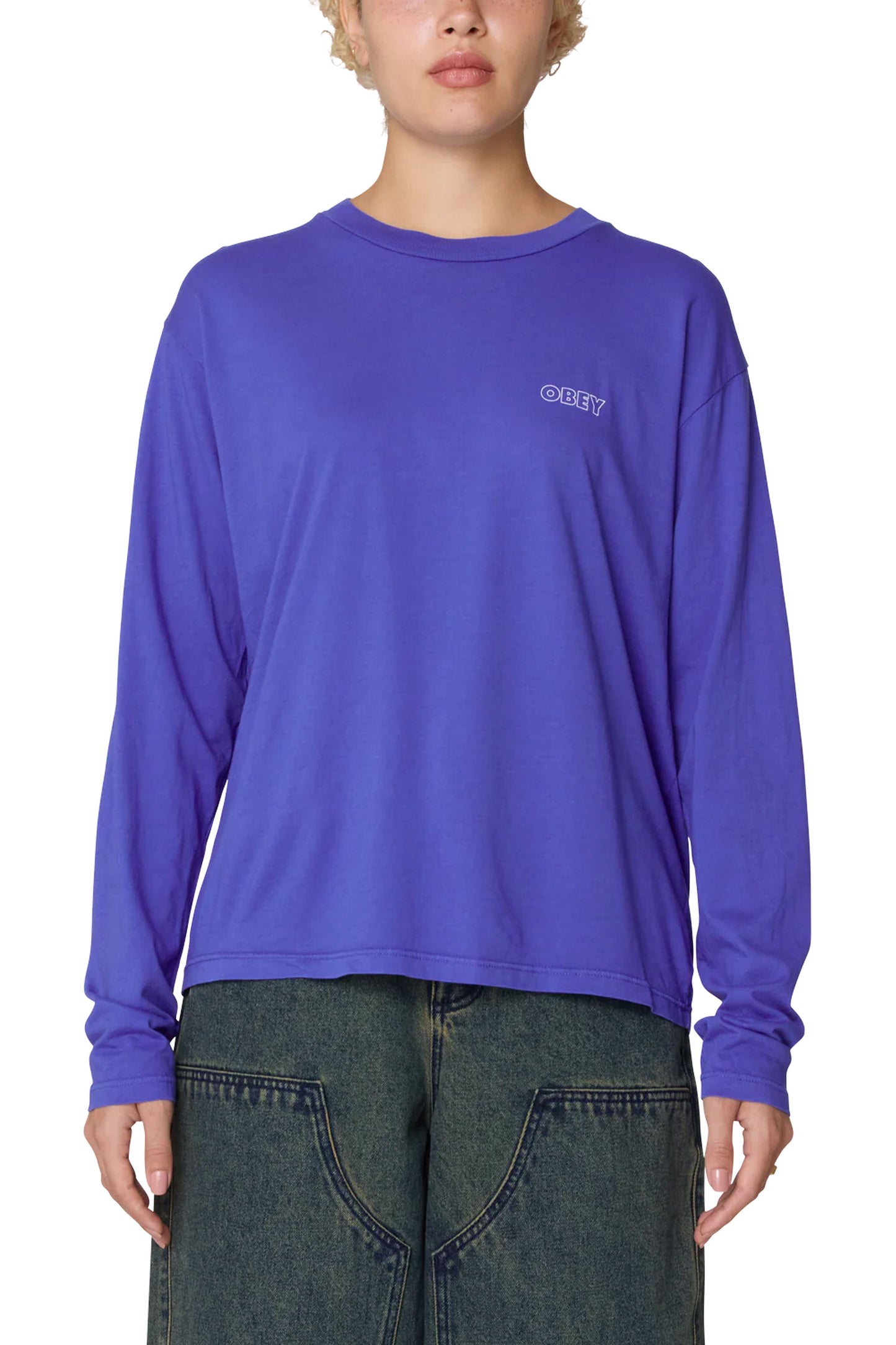 Pukas Surf Shop OBEY Perpetual Movement LS Micha T-Shirt in Electric Indigo