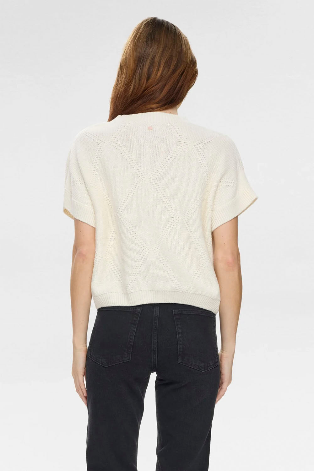 NÜMPH Nuamie Pullover in Pristine – women's relaxed fit white pullover, available at Pukas Surf Shop