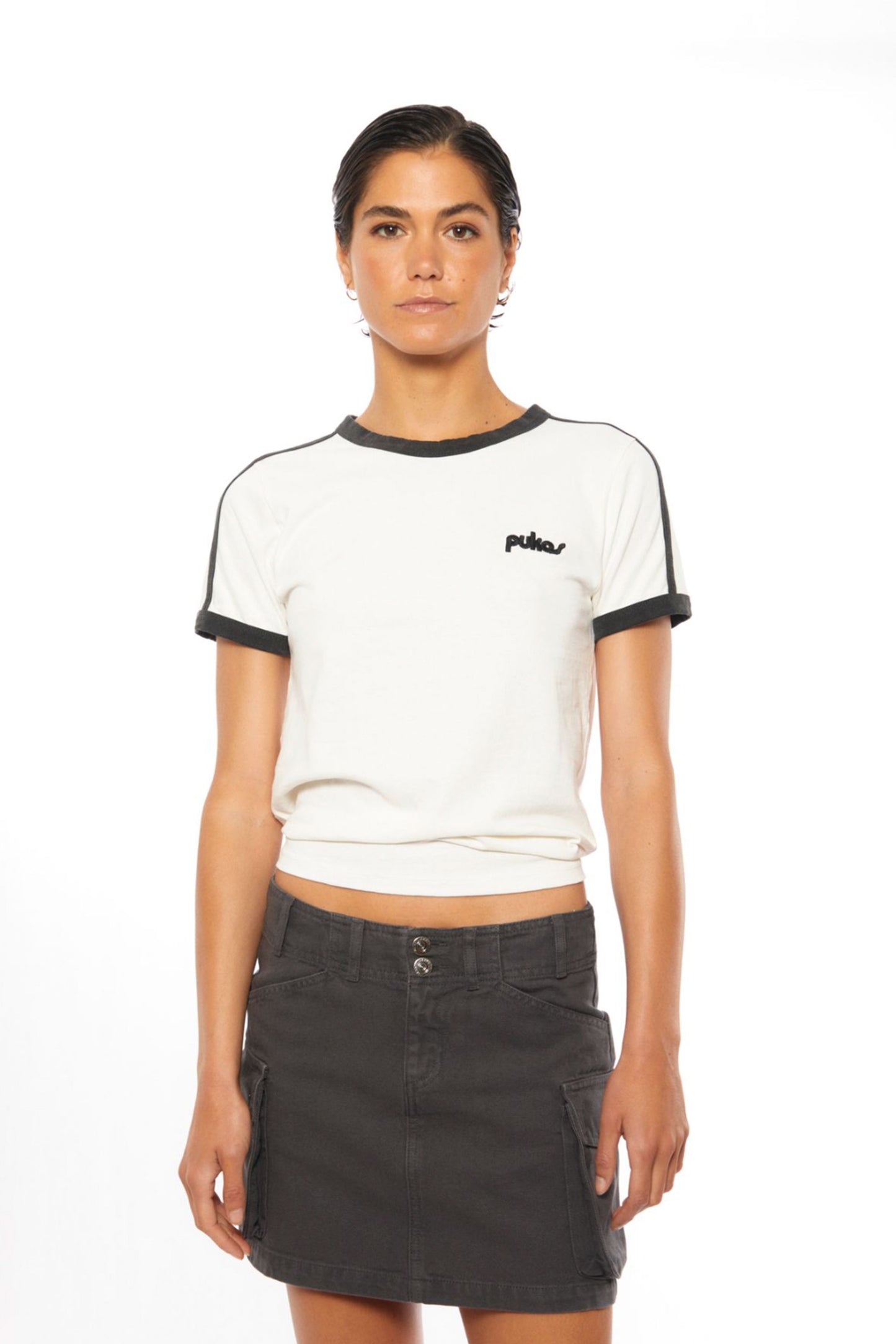 Pukas Surf Shop Woman Tee Pukas Clothing 80s Contrast Bands White