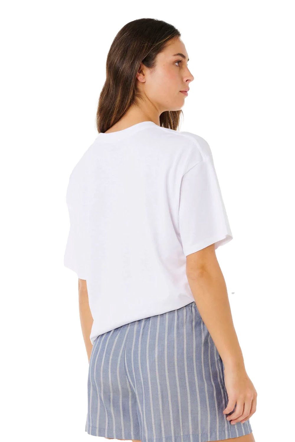 Rip Curl Poolside Heritage Tee in Optical White — Women's relaxed surf tee for beach and poolside, at Pukas Surf Shop