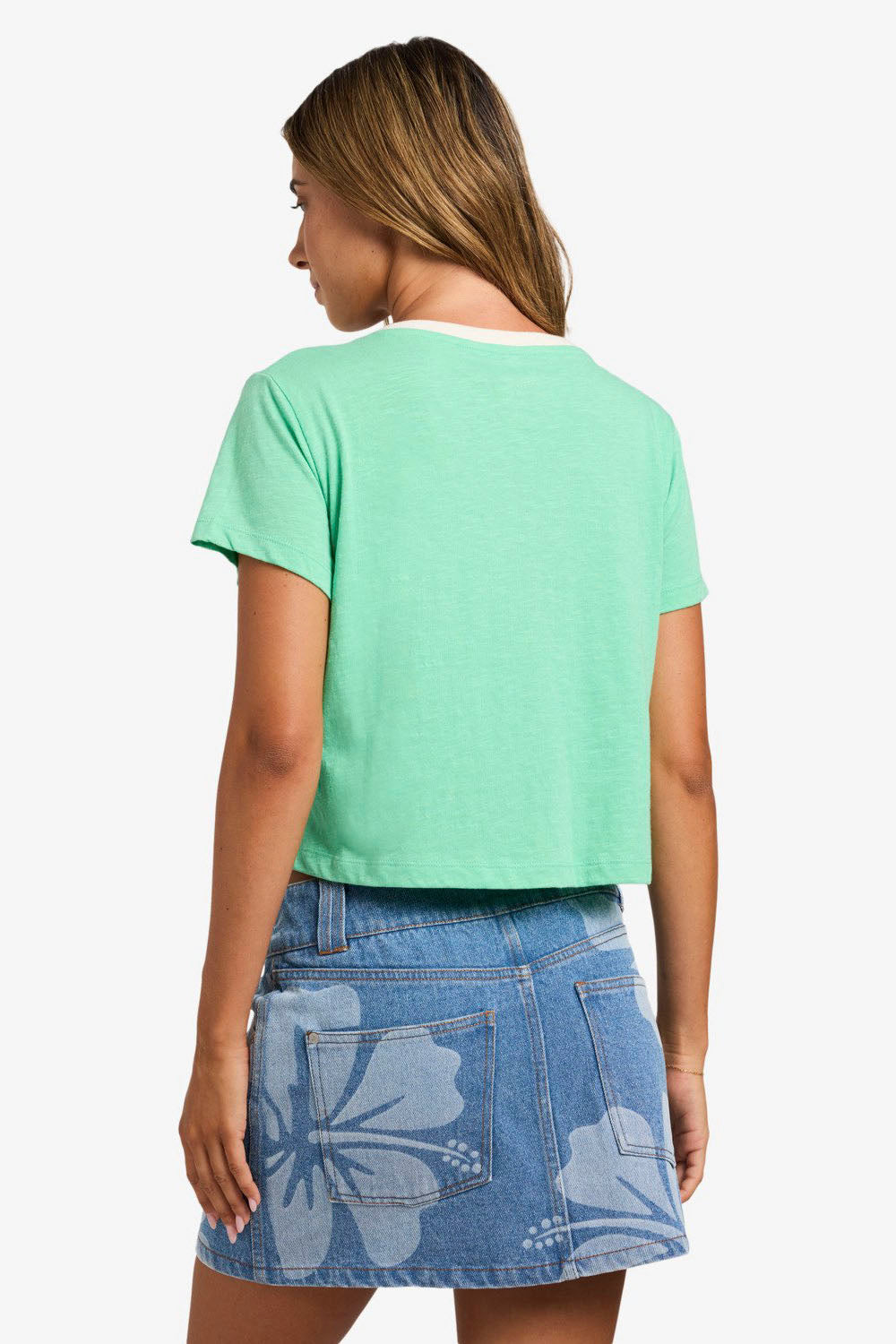 Roxy Always Lucky Tee – model detail shot, product and fit view