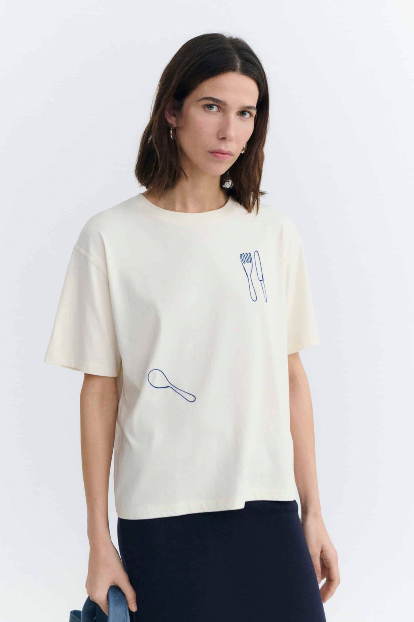 Thinking Mu Lucia Tee Coberts in Pannacotta — women's organic cotton tee, relaxed fit