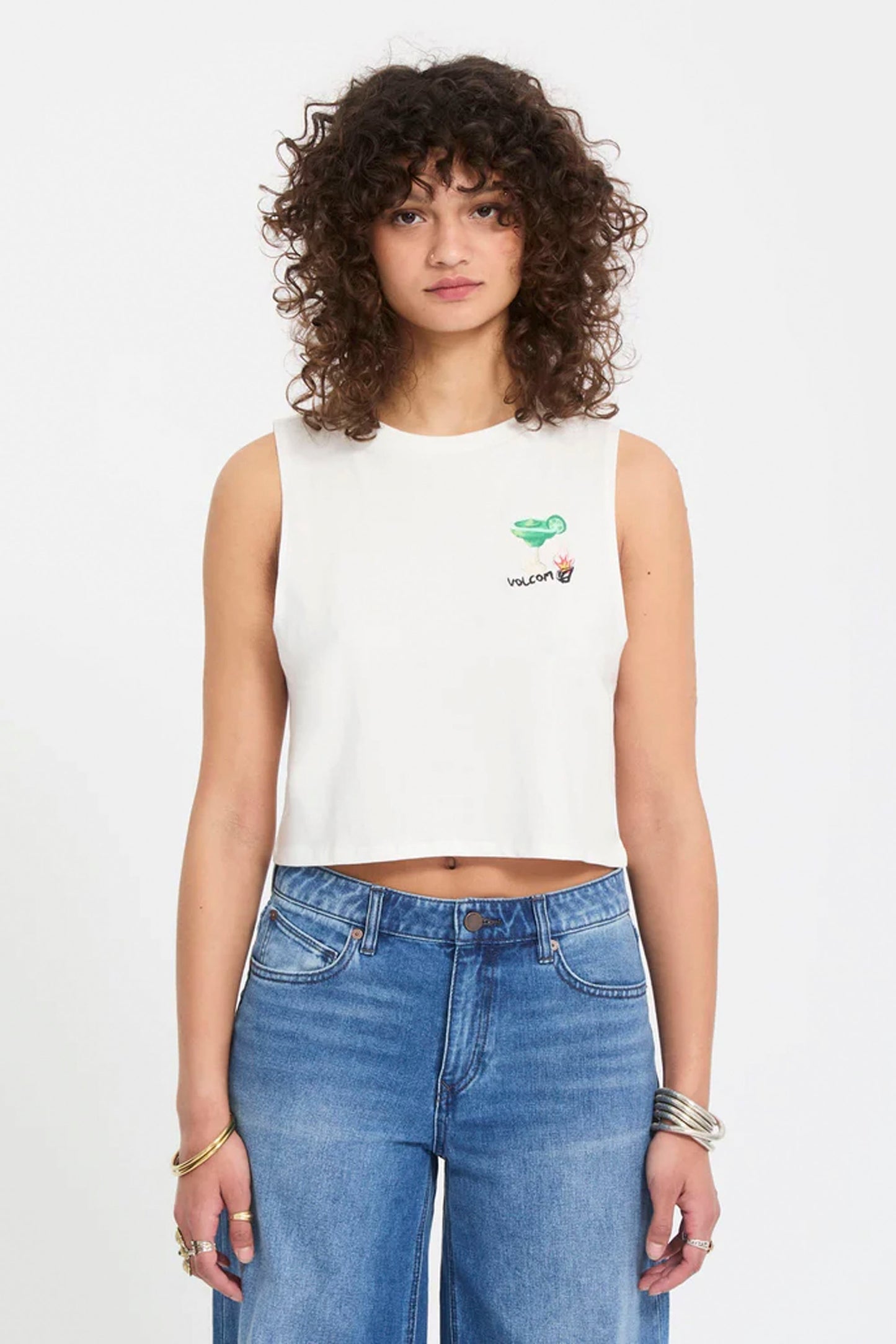 Volcom FA Mickey Mason Tank Tee Off White – women's relaxed-fit skate tank tee at Pukas Surf Shop