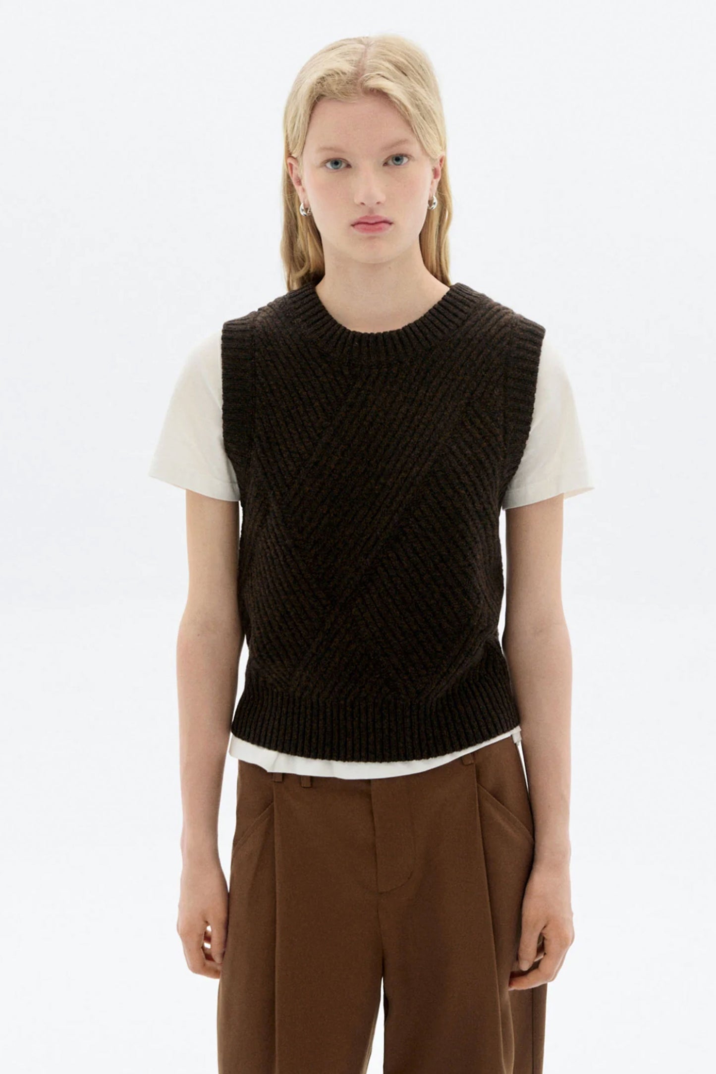 Pukas Surf Shop Woman Thinking Mu Kaia Knitted Vest Brown