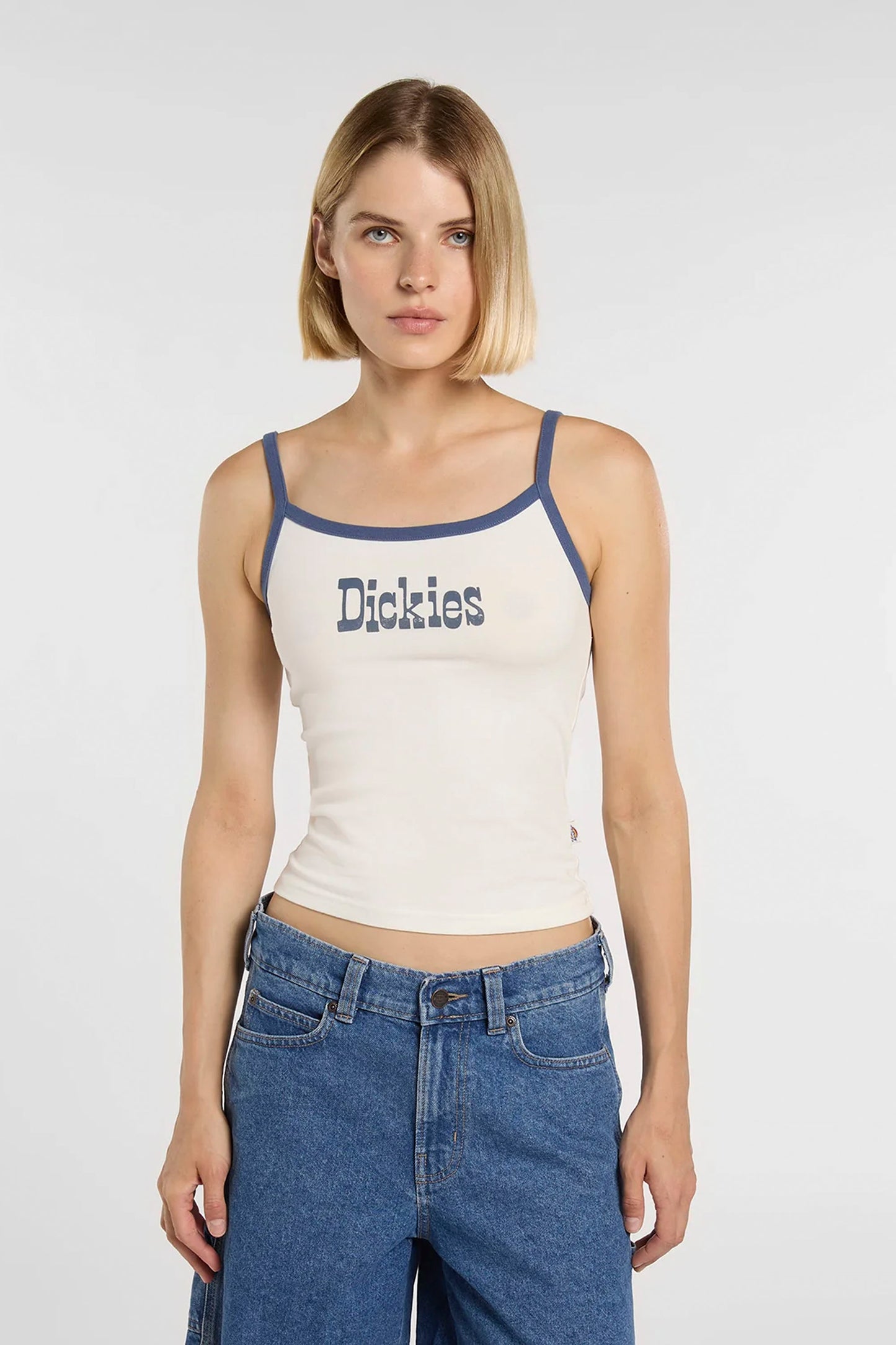 DICKIES Vernal slim-fit cotton vest top with western-inspired logo and contrast ribbed details for women