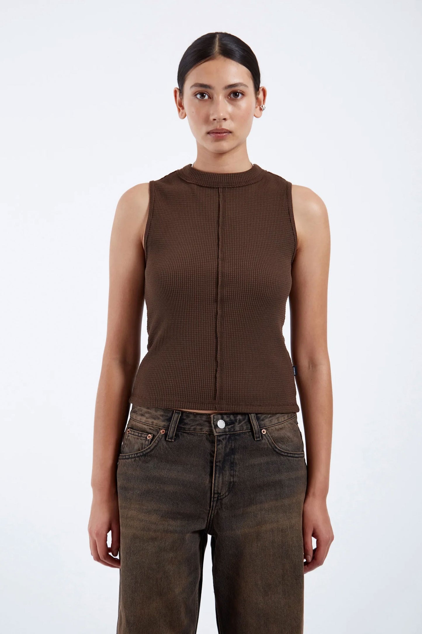 Pukas Surf Shop Woman Top Dr Denim Deia Waffle Top Chocolate 2