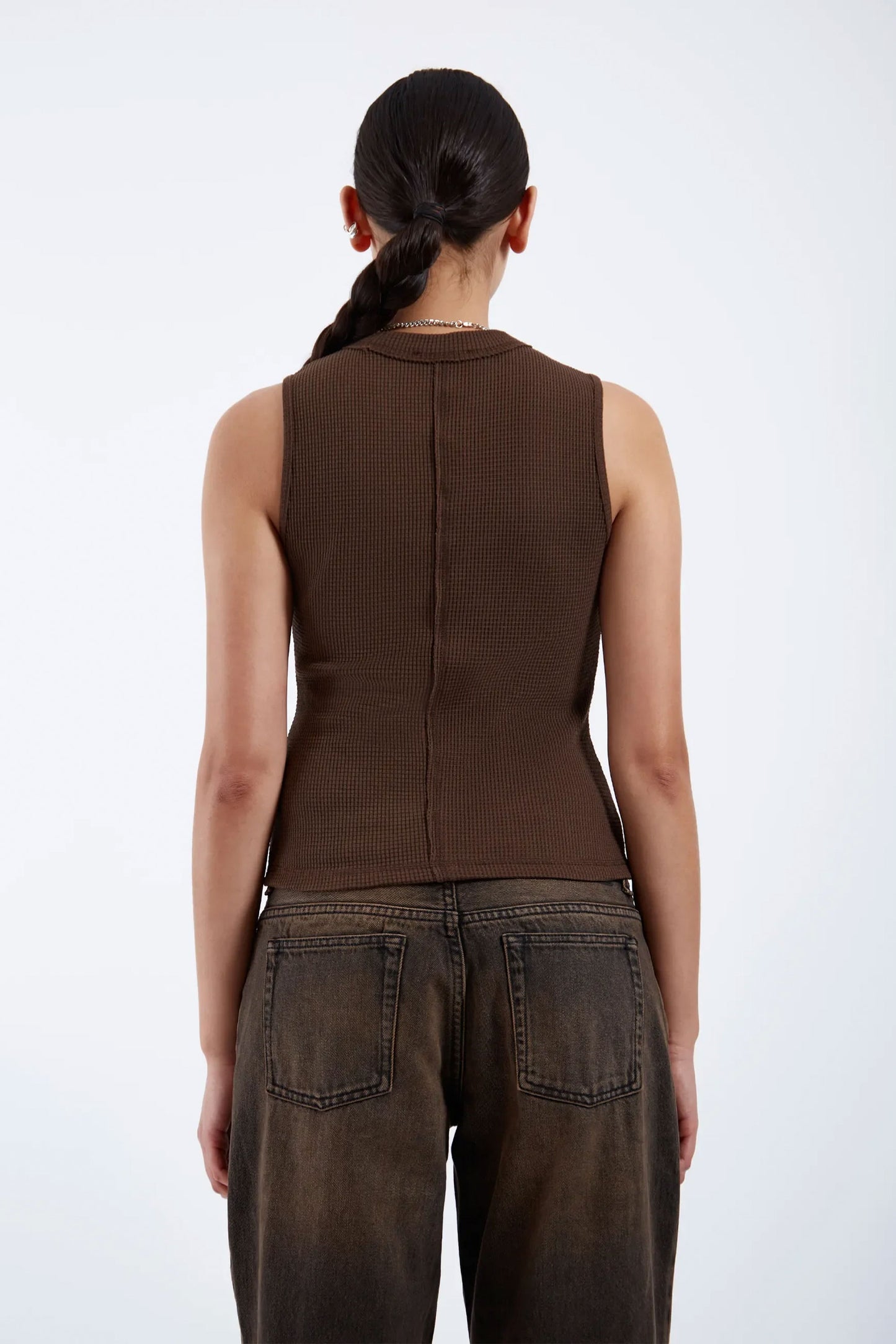 Pukas Surf Shop Woman Top Dr Denim Deia Waffle Top Chocolate 3