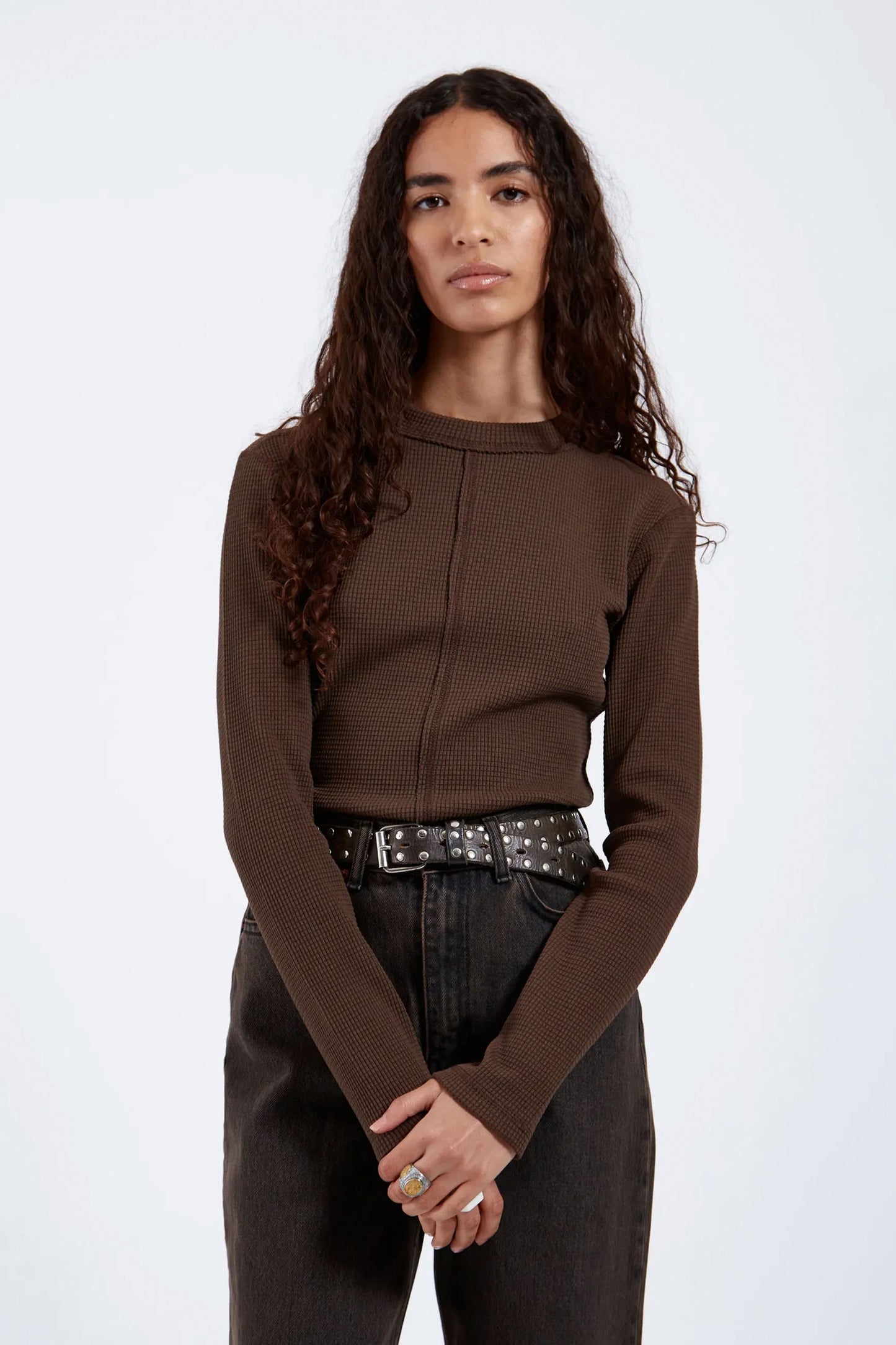 Pukas Surf Shop Woman Top Dr Denim Stella Waffle Top Chocolate 1