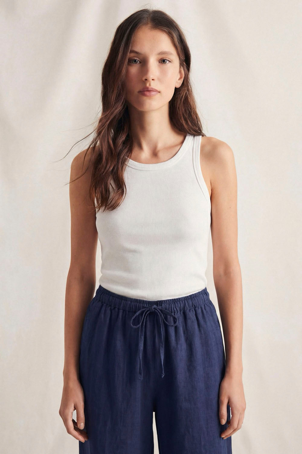 MI&CO Ever Halter Tank in white – women's surf lifestyle top, halter neckline, minimal design, available at Pukas Surf Shop