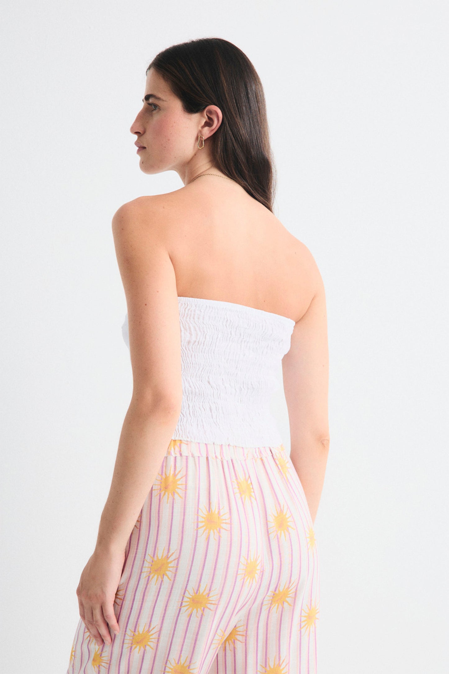 MUS & BOMBON Aurora top in blanco white - linen bandeau top