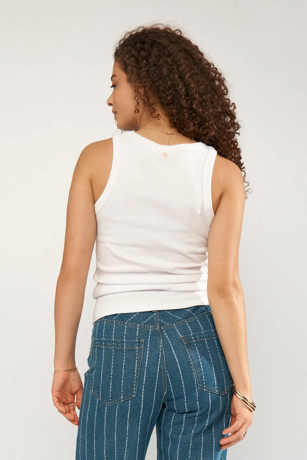 NÜMPH Numakeny Tank Top in Bright White – women's lightweight relaxed fit white tank top, available at Pukas Surf Sho