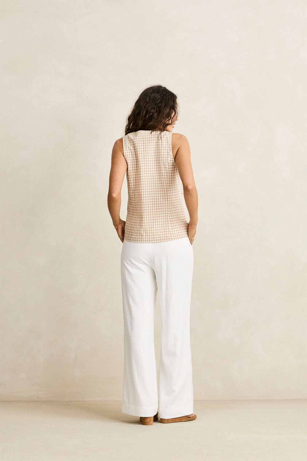 RHYTHM London Check Vest Natural | Shop at PUKAS SURF SHOP