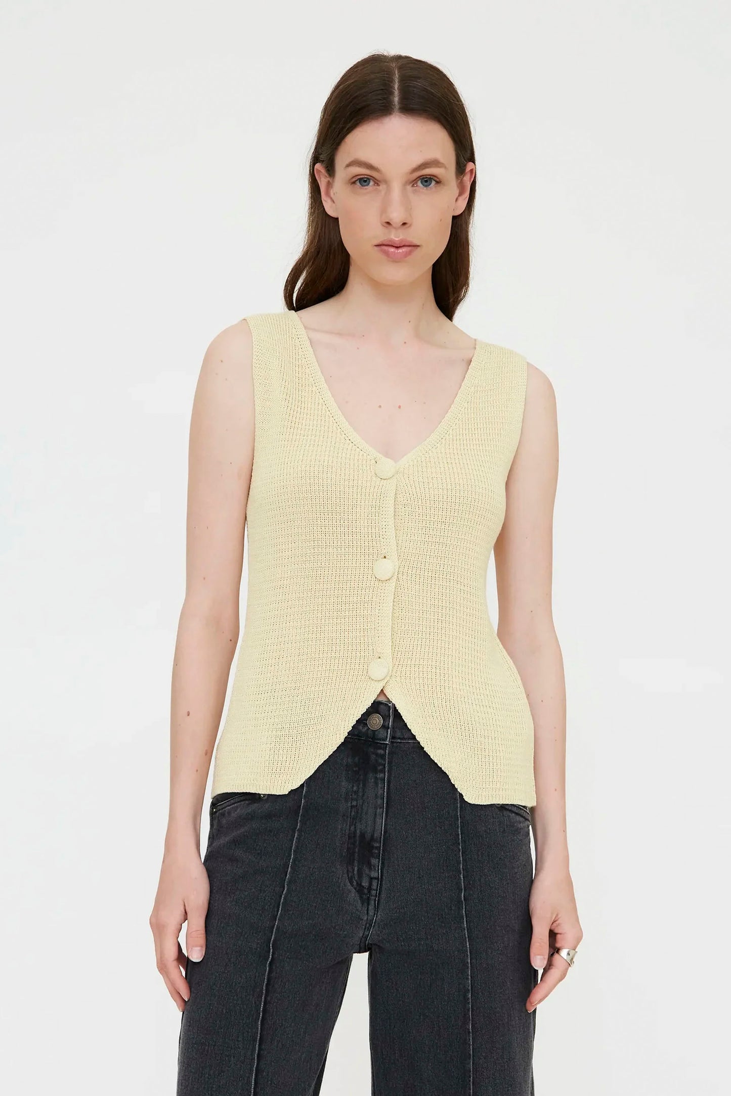 Wild Pony light yellow vest top for women - coastal lifestyle apparel