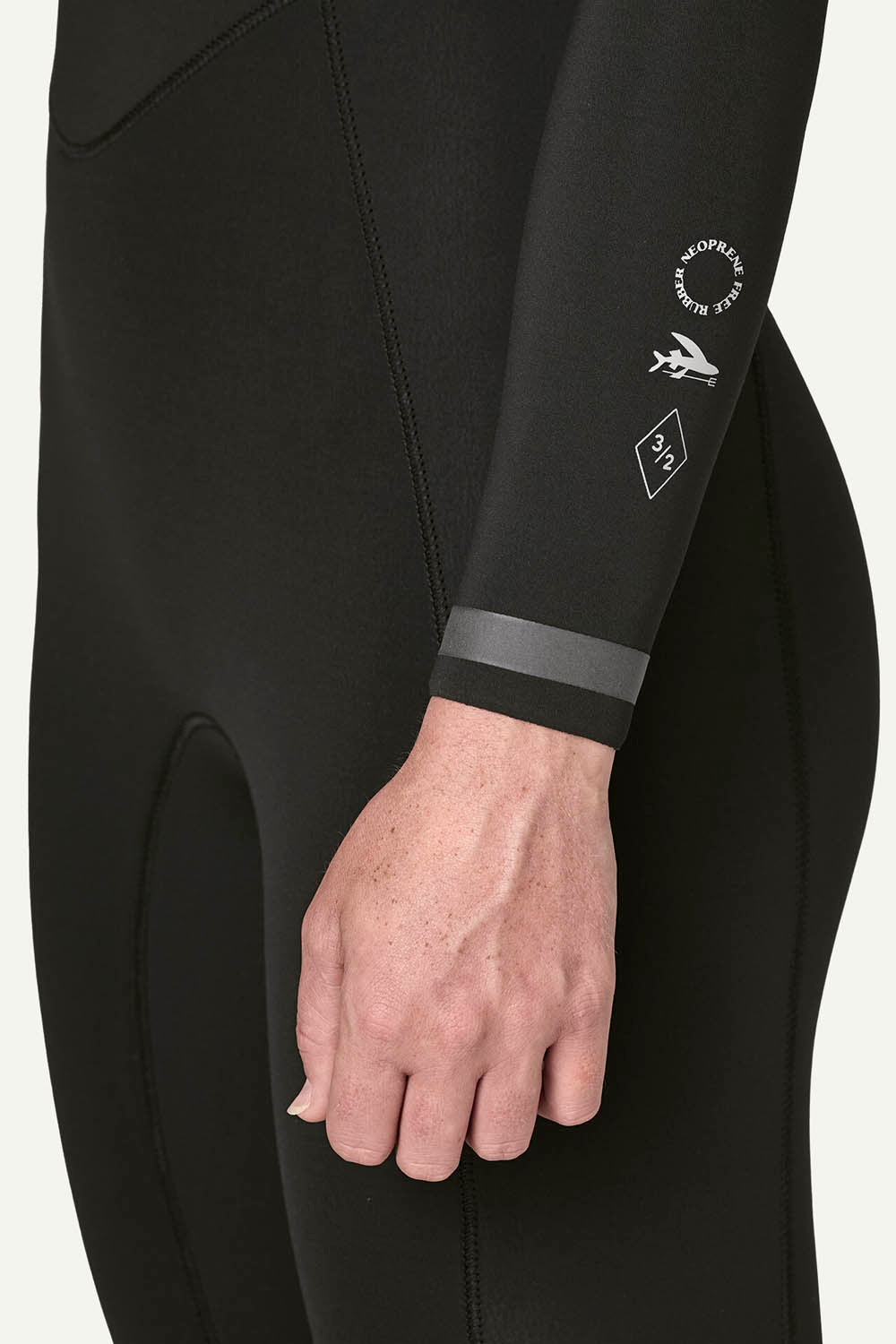Patagonia Regulator 3/2mm U-Zip Fullsuit in Black — women's Yulex® natural rubber wetsuit with U-zip entry and recycled NetPlus® linings