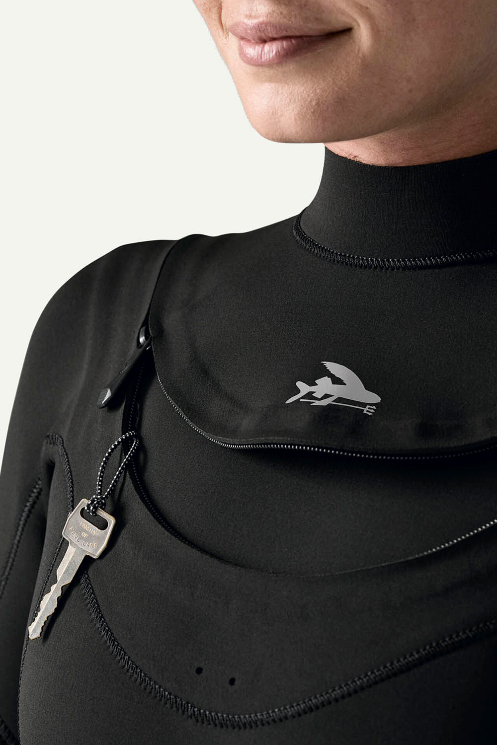 Patagonia Regulator 3/2mm U-Zip Fullsuit in Black — women's Yulex® natural rubber wetsuit with U-zip entry and recycled NetPlus® linings