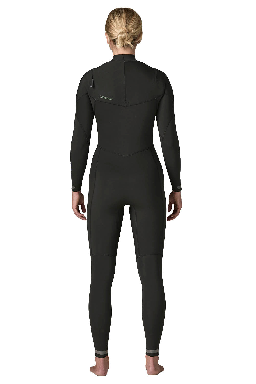 Patagonia Regulator 3/2mm U-Zip Fullsuit in Black — women's Yulex® natural rubber wetsuit with U-zip entry and recycled NetPlus® linings