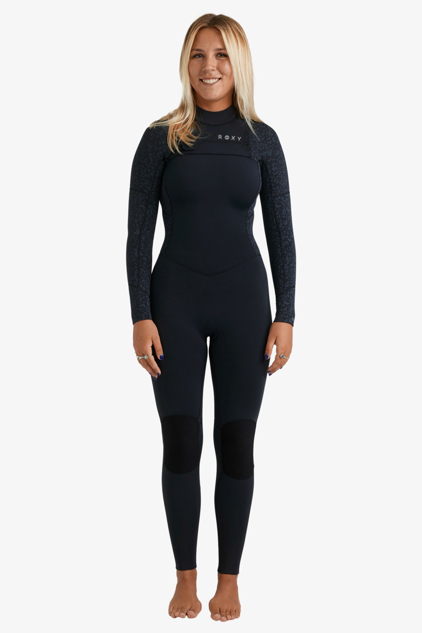 Pukas Surf Shop Woman Wetsuit Roxy Swell Natural 4/3mm Front Zip Animal Print