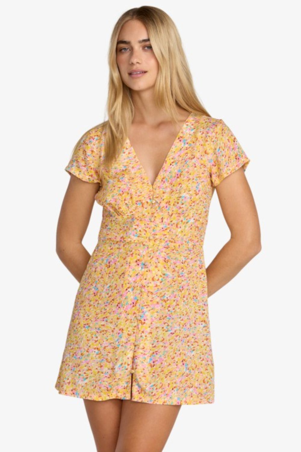 RVCA Layla Midi Dress – Women's multicolour print midi dress, relaxed surf lifestyle style – Pukas Surf Shop
