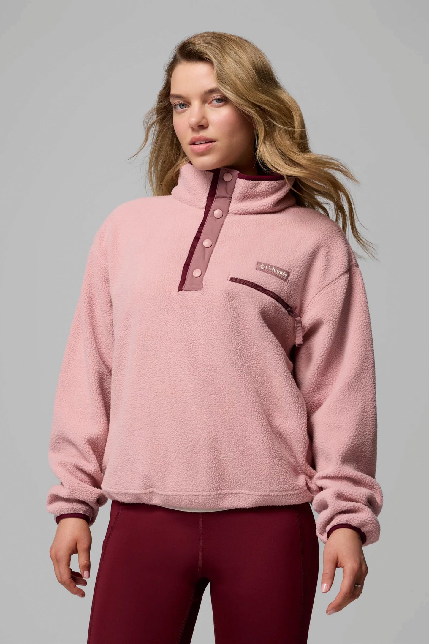 Pukas Surf Shop Columbia women’s cropped Sherpa fleece in Eraser Pink