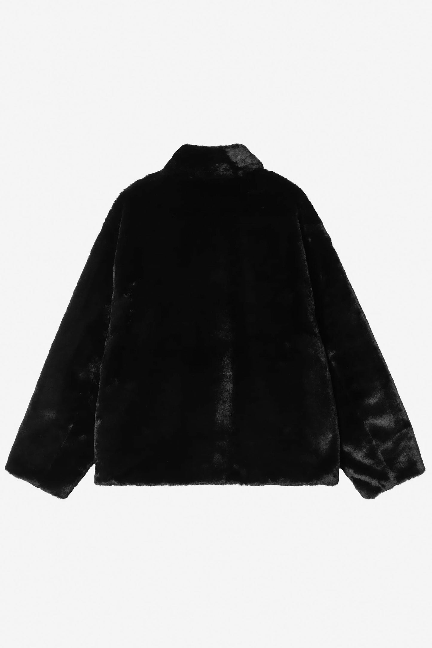 Pukas Surf Shop Carhartt WIP black faux fur midi coat utility pockets relaxed fit