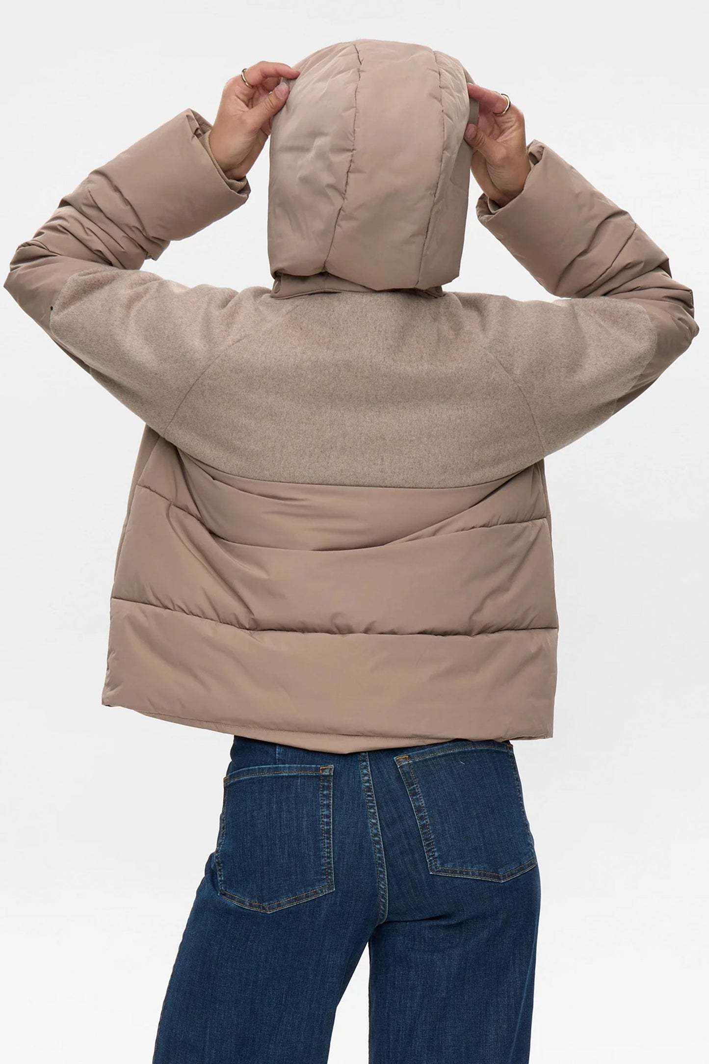 Pukas Surf Shop Women Jacket Numph Nuwillow Short Jacket Taupe Gray 2