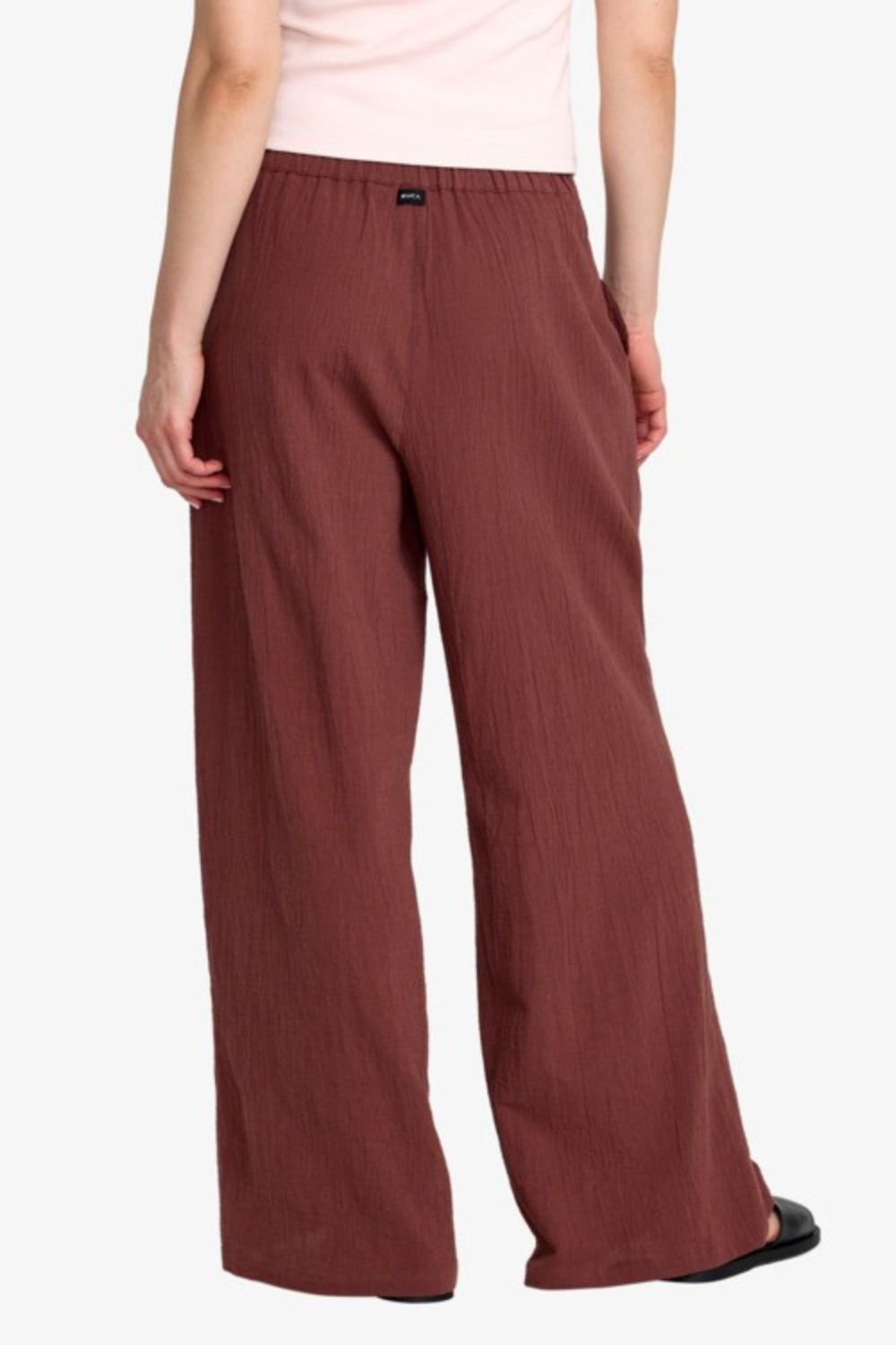 RVCA New Yume Wide Pant – Women's terra brown wide-leg relaxed trousers, surf lifestyle elevated style – Pukas Surf Shop
