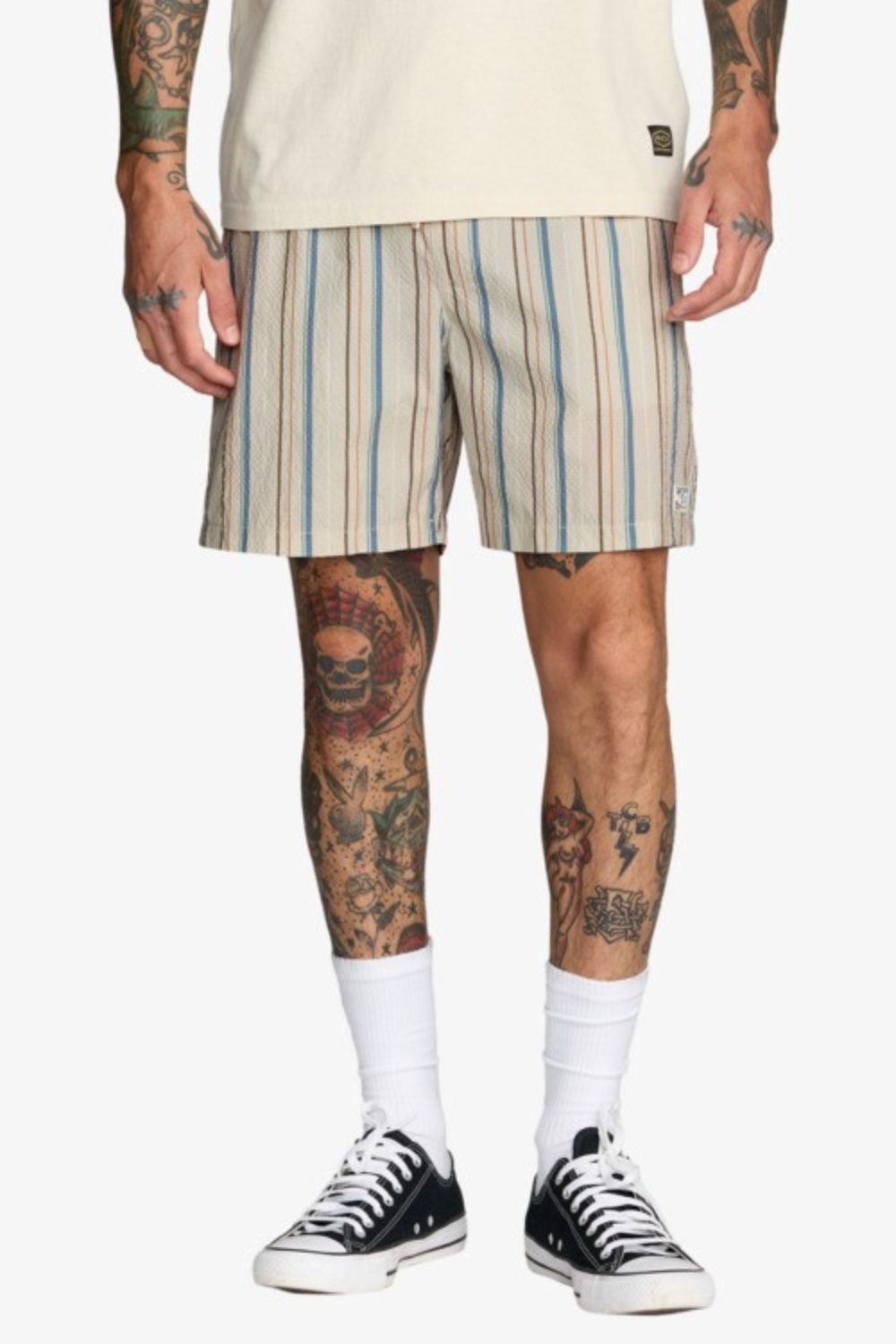RVCA Exotica Seersucker Elastic 17 Boardshort – Women's multicolour seersucker boardshort, elastic waist, surf lifestyle – Pukas Surf Shop
