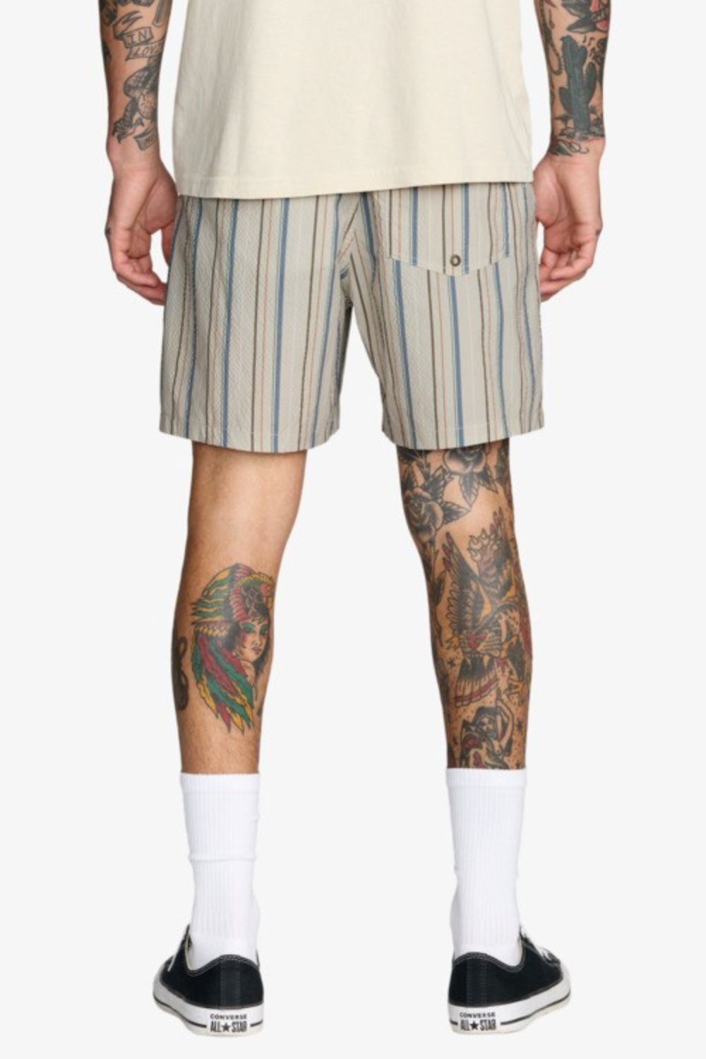 RVCA Exotica Seersucker Elastic 17 Boardshort – Women's multicolour seersucker boardshort, elastic waist, surf lifestyle – Pukas Surf Shop
