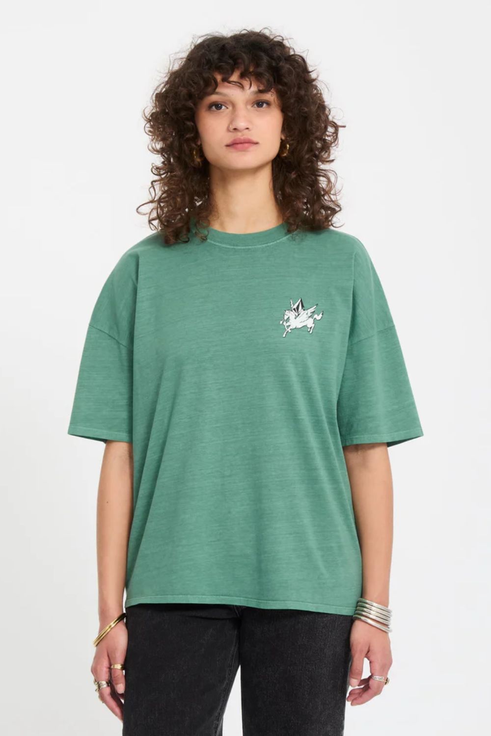VOLCOM Voltrip Tee in Evergreen – Women's relaxed fit surf lifestyle tee in green at Pukas Surf Shop

