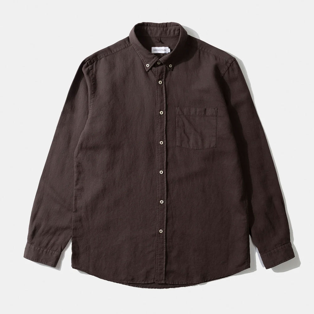 EDMMOND - LINEN SHIRT - PLAIN CHOCOLATE