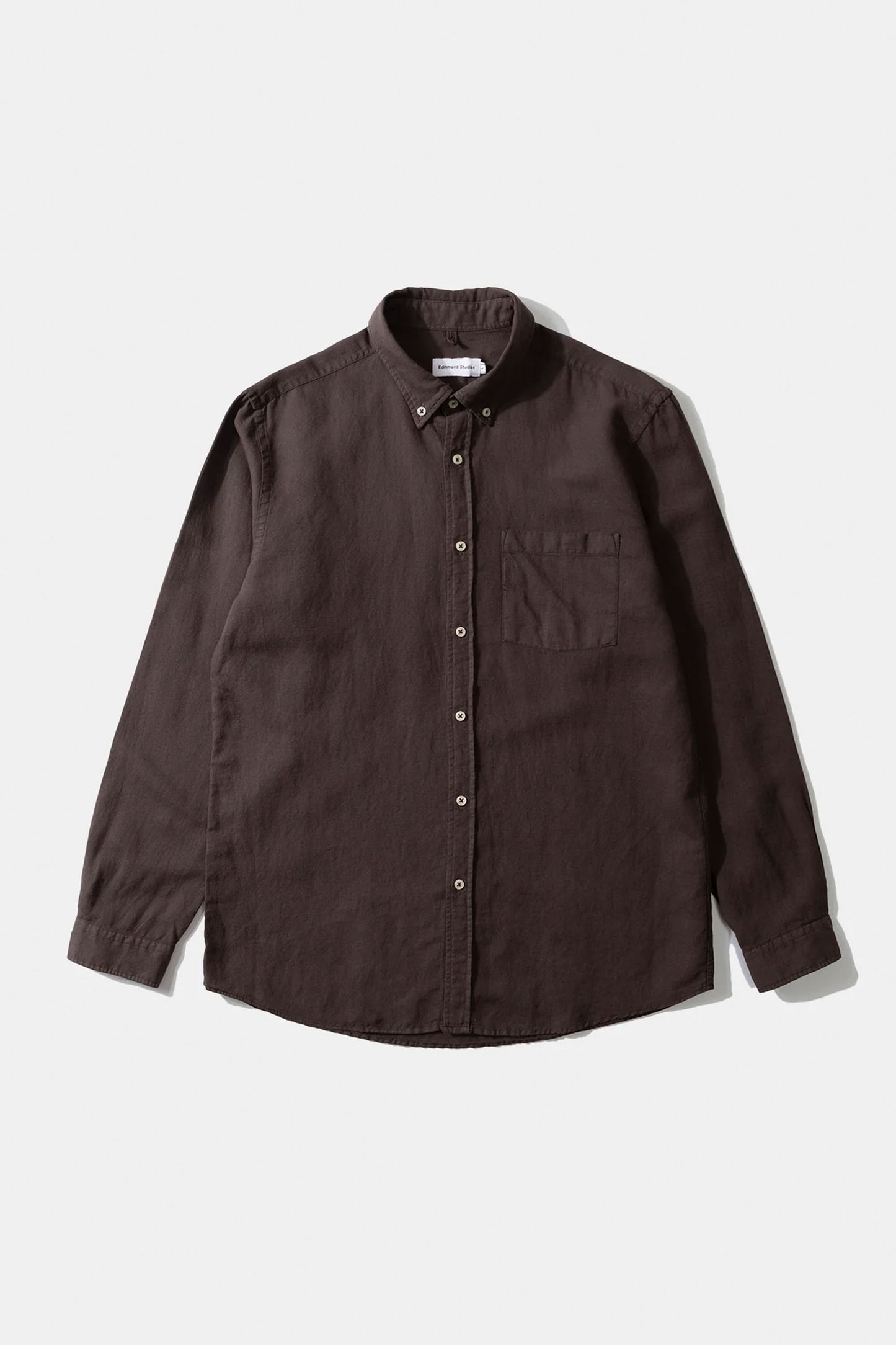 EDMMOND - LINEN SHIRT - PLAIN CHOCOLATE