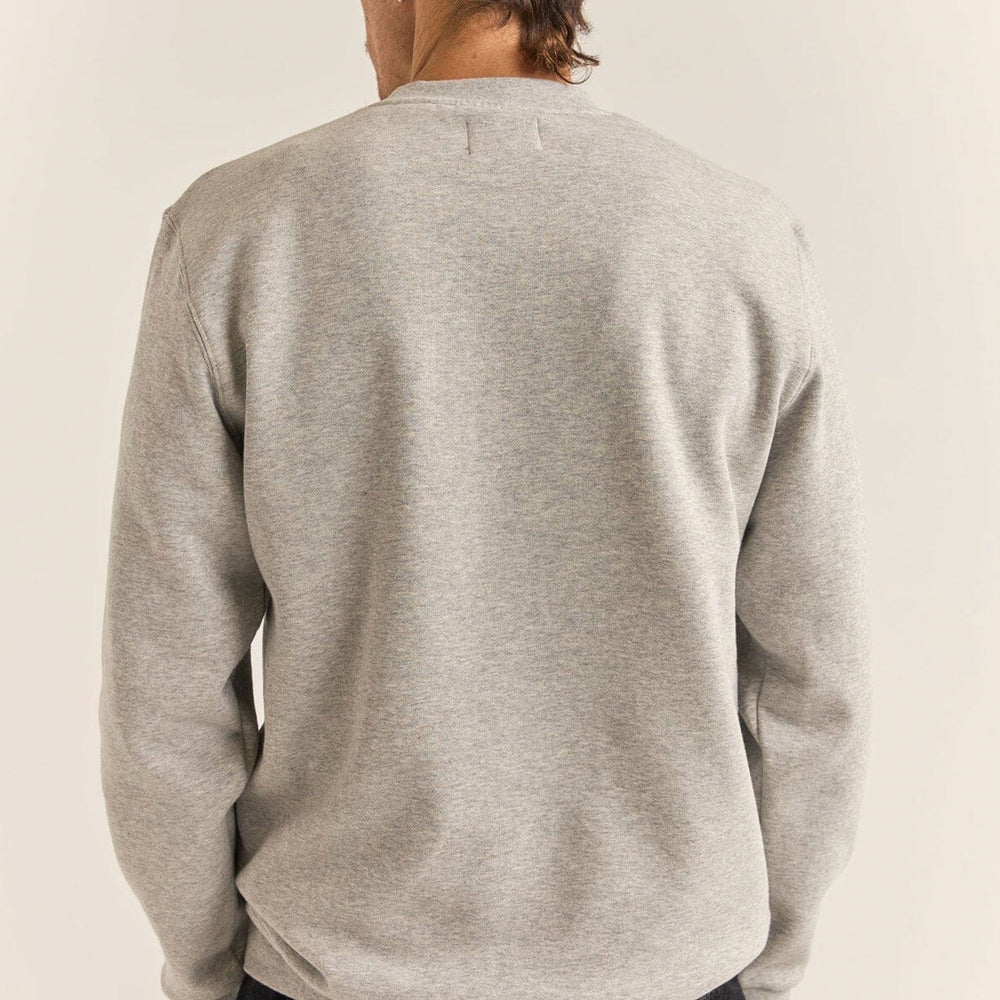 RHYTHM - BRAND FLEECE CREW - GREY HEATHER