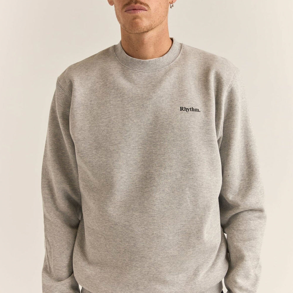 RHYTHM - BRAND FLEECE CREW - GREY HEATHER