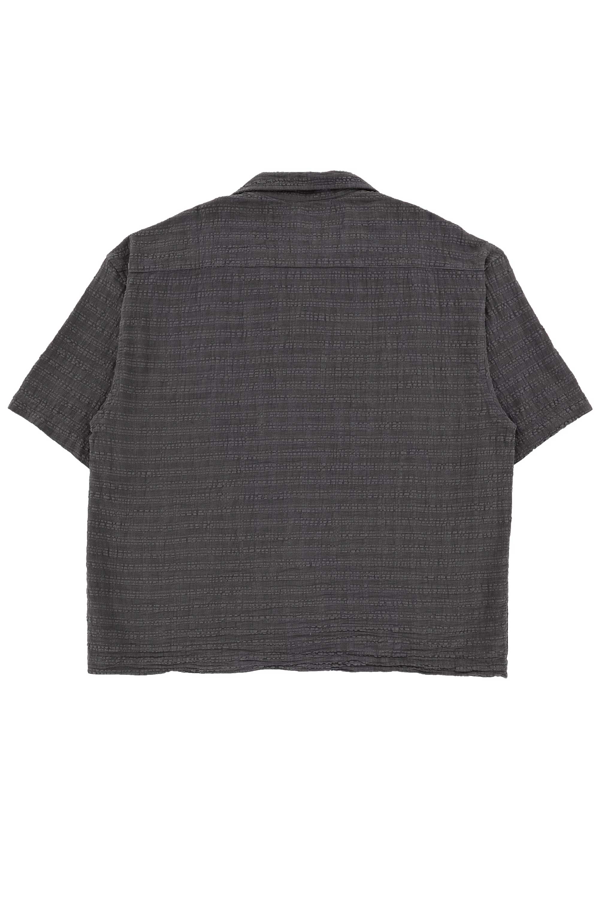 ★PARTIMENTO★ Chalk Stripe Roll Up Half Shirts Charcoal Rhythm - Relaxed Texture S/S Shirt - Charcoal | Hardpressed