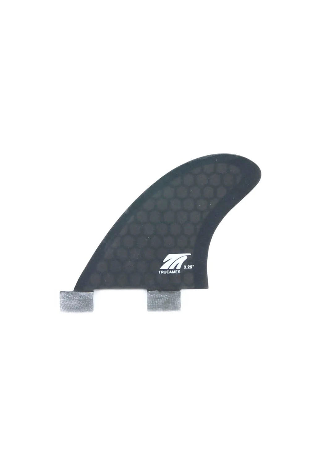 A single black carbon fiber surfboard fin blade with a honeycomb texture and a white MRP logo, shown against a plain white background.