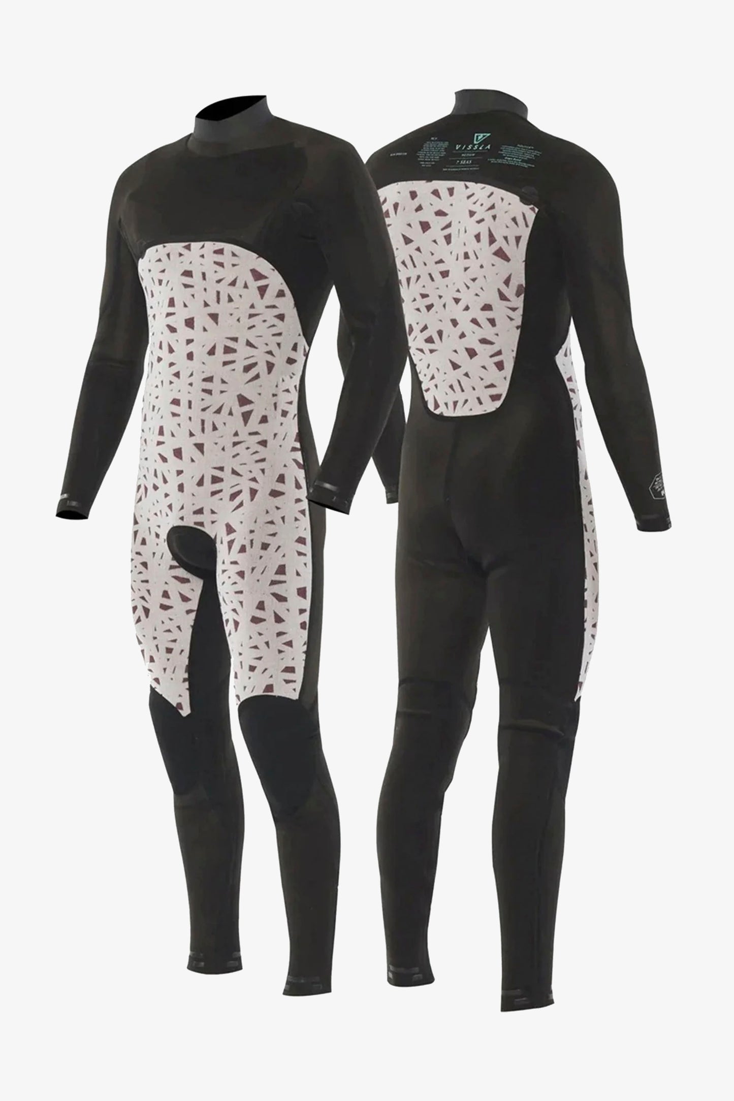 Vissla Black wetsuit shown from front and back Pukas Surf Shop