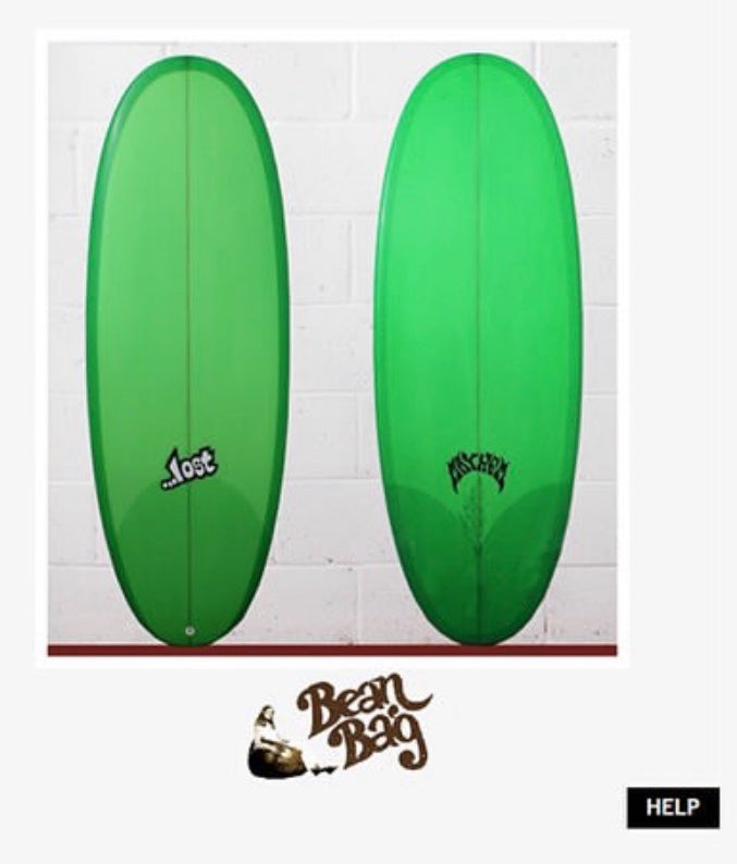 CUSTOM for ALBAN BEAUVERG GREEN Lost Surfboard - BEAN BAG - 5’04” x 21.50 x 2.56 x 35.2 L